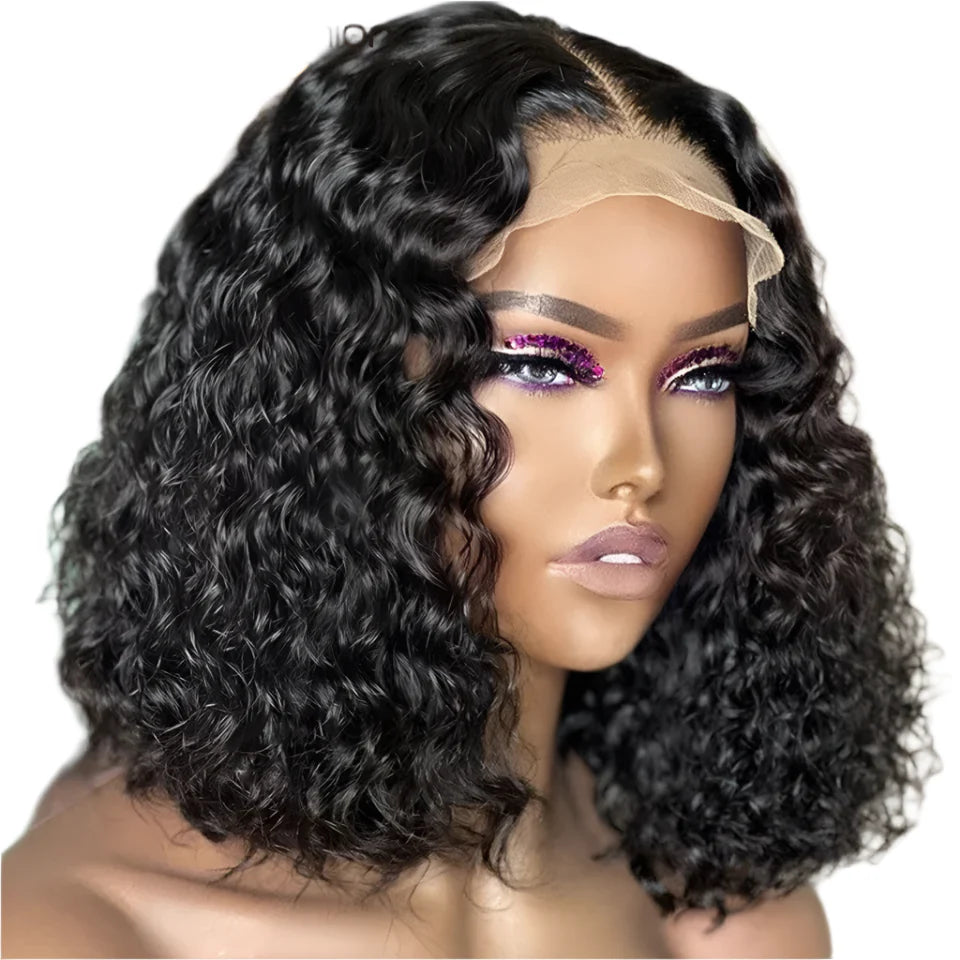 Short Jerry Curly Human Hair Bob Wig | 13x5x1 T Lace Front | Pre-Plucked Baby