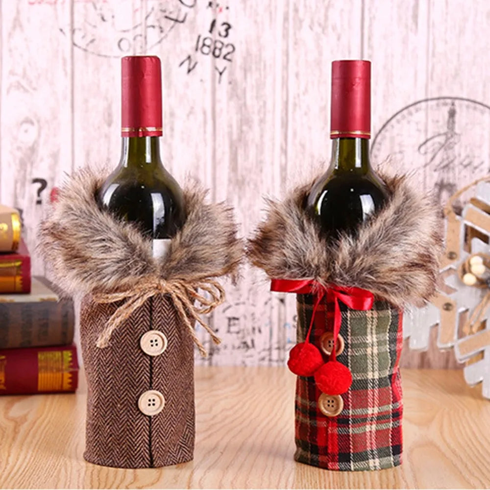 Merry Christmas Decoration for Home 2024 Santa Claus Wine Bottle Cover Snowman Stocking Gift Holders Xmas Navidad Decor New Year