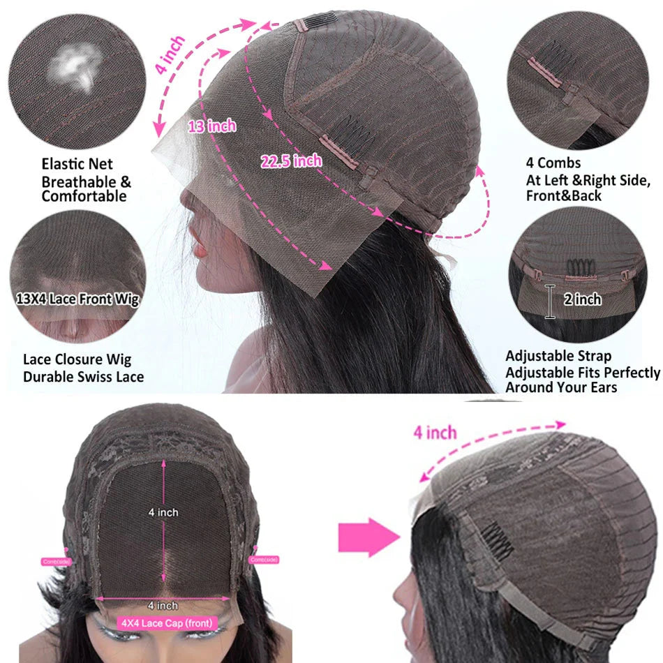 13x4 Kinky Straight Lace Front Wig | Glueless | Brazilian Virgin Hair | Pre-Plucked with Baby Hair