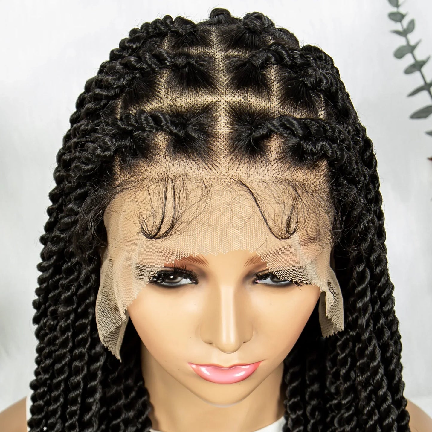 Real Shot High-Quality Twisted & Faux Locs Braided Wig | Transparent Full Lace Goddess Braids | Synthetic Hair for Black Women