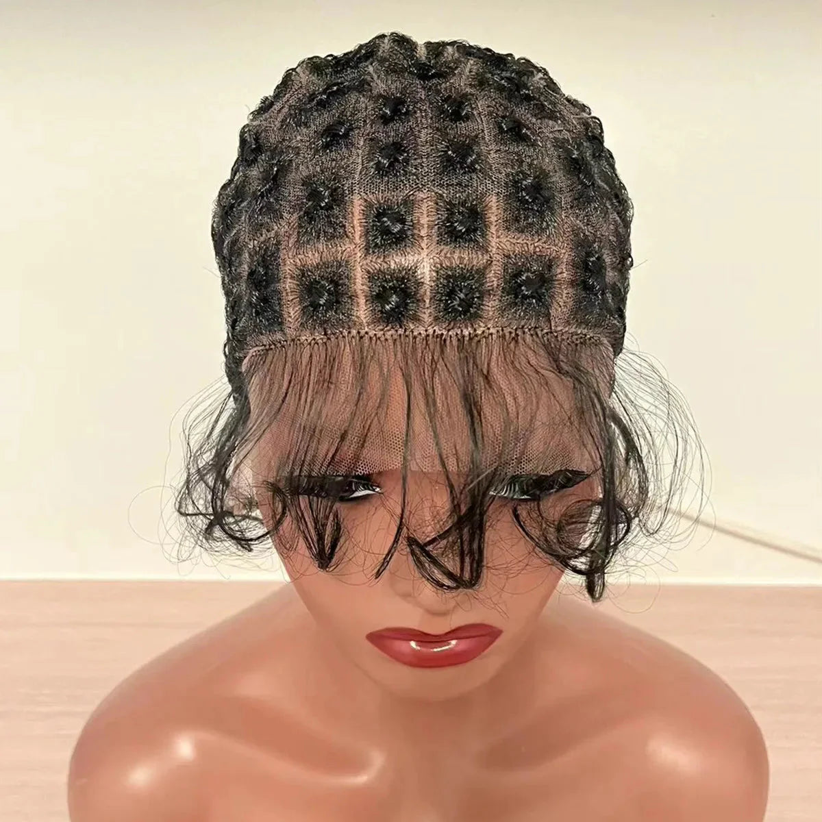 Full Lace Crochet Wig Cap with Baby Hair | Micro Senegalese Twist & Crochet Wig Base | Virgin Chinese Hair | Jerry Curl