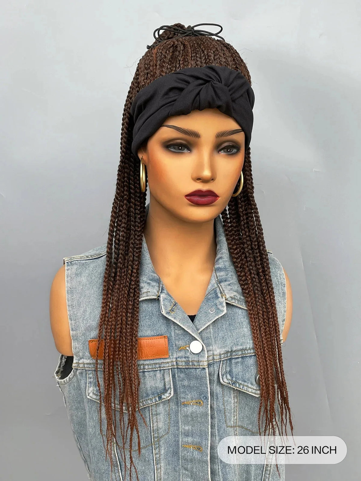26" Twist Cornrow Headband Wig | Crochet Braids | Long Straight Synthetic