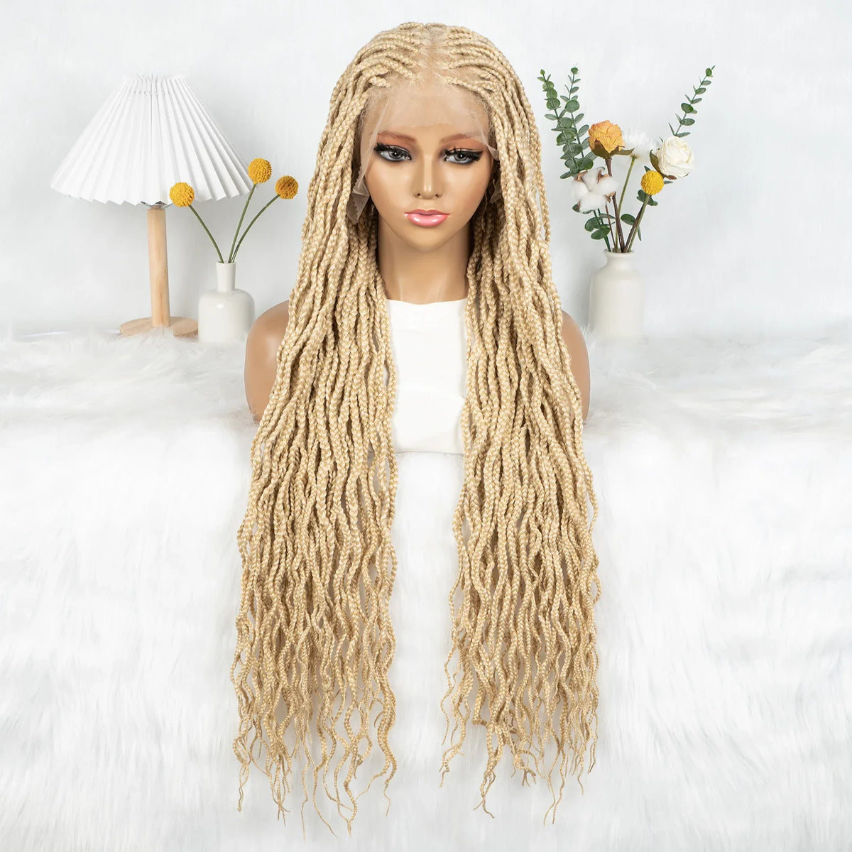 Crochet Box Braids Full Lace Wig with Pre-Plucked Hairline