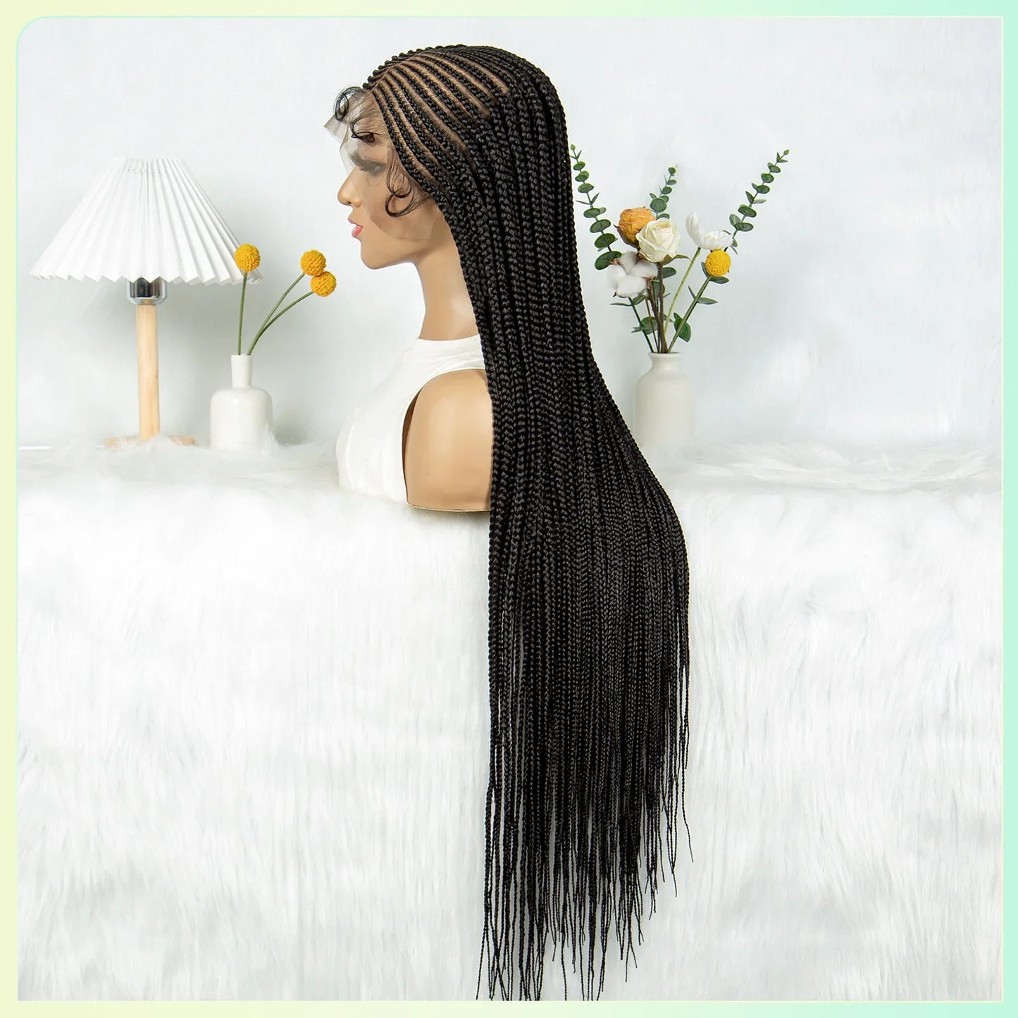 Full Lace Cornrow Knotless Box Braids Wig with Baby Hair