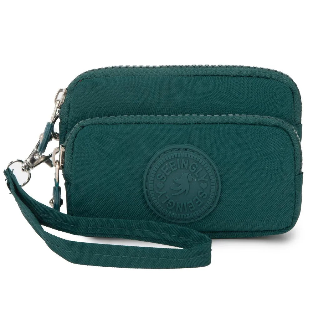 New Waterproof Coin Purse with Key Ring | Solid Color Card Holder & Large Capacity Wear-Resistant Handbag (Unisex Storage Bag)