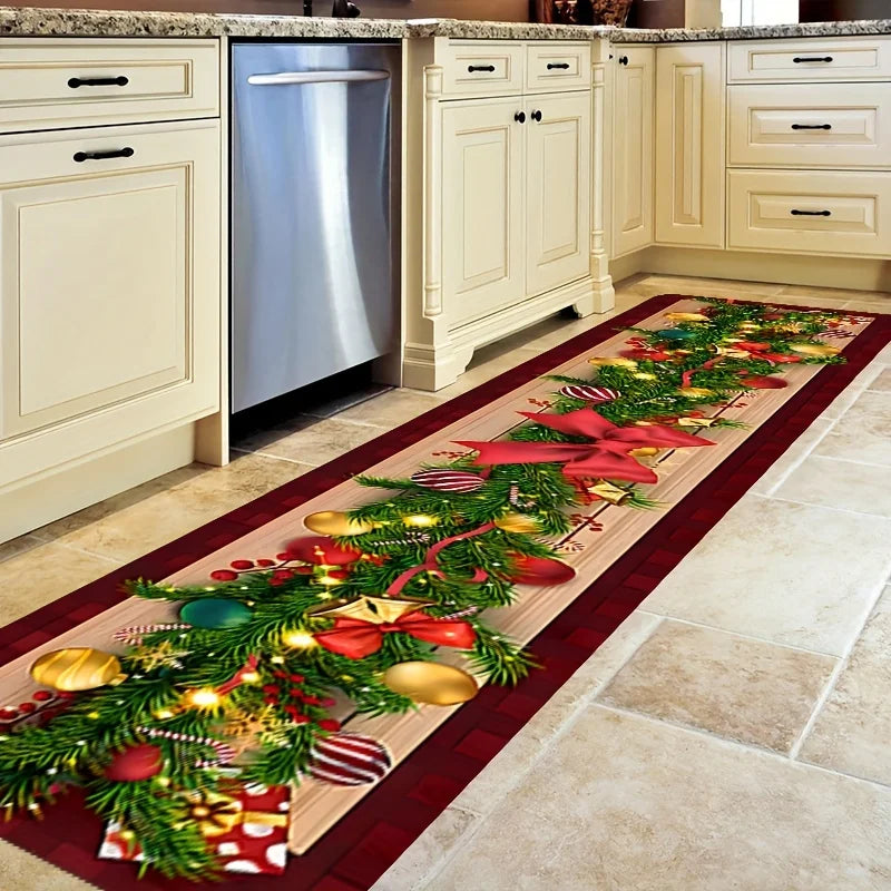 VIKAMA Christmas Carpet Long Carpet Hallway Rug Soft Living Room Carpet Rug For Bedroom Doormat Welcome Mat Christmas Decoration