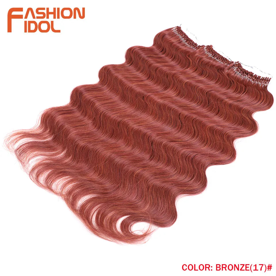 Fashion Idol Body Wave Crochet Hair - 22 Inch Soft Long Synthetic Goddess Braids - Natural Wavy Ombre 613 Blonde Hair Extensions