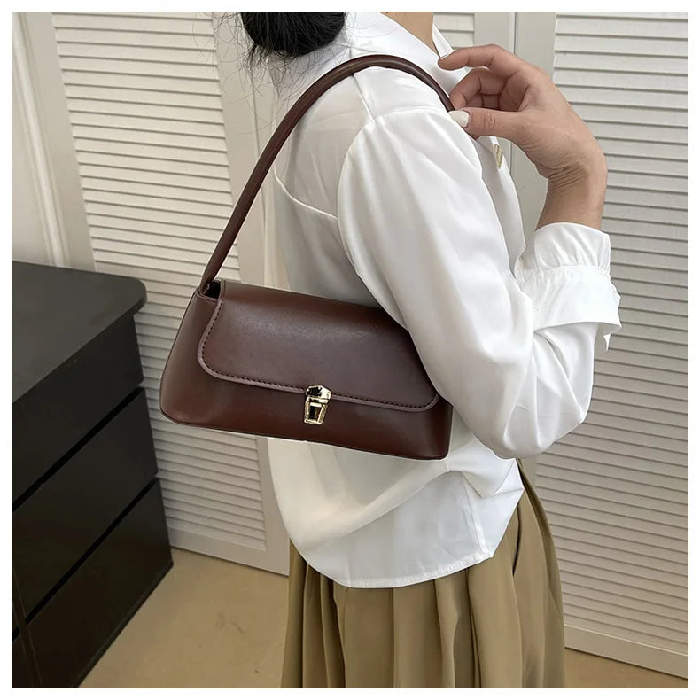 Women's Shoulder Bag Handbag | Retro Underarm Bag & Fashion Simple Solid Color New Hand Shoulder Bag