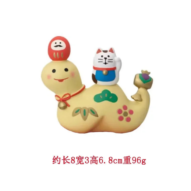 Japanese Style ZAKKA Cat Crafts Small Ornaments for Chinese New Year Snake Year Trend Bonsai Food and Decorative Resin Figurines