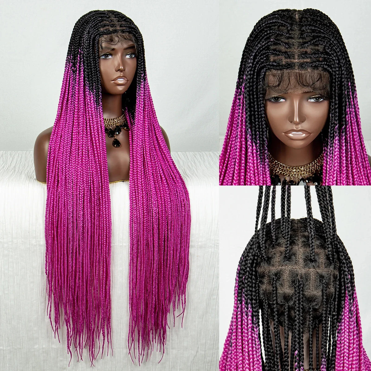 Straight Orange Knotless Box Braids Wig | HD Full Lace Frontal | Baby Hair