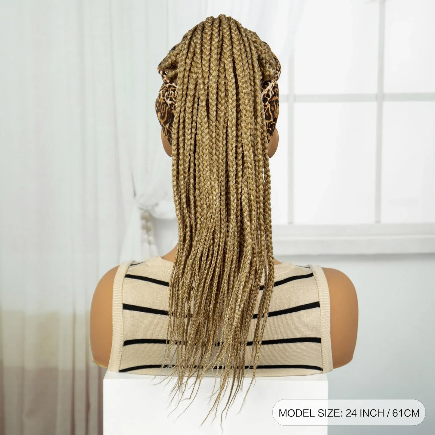 Ponytail Headband Braided Wig with Bangs | Knotless Box Braids | Cornrow Style