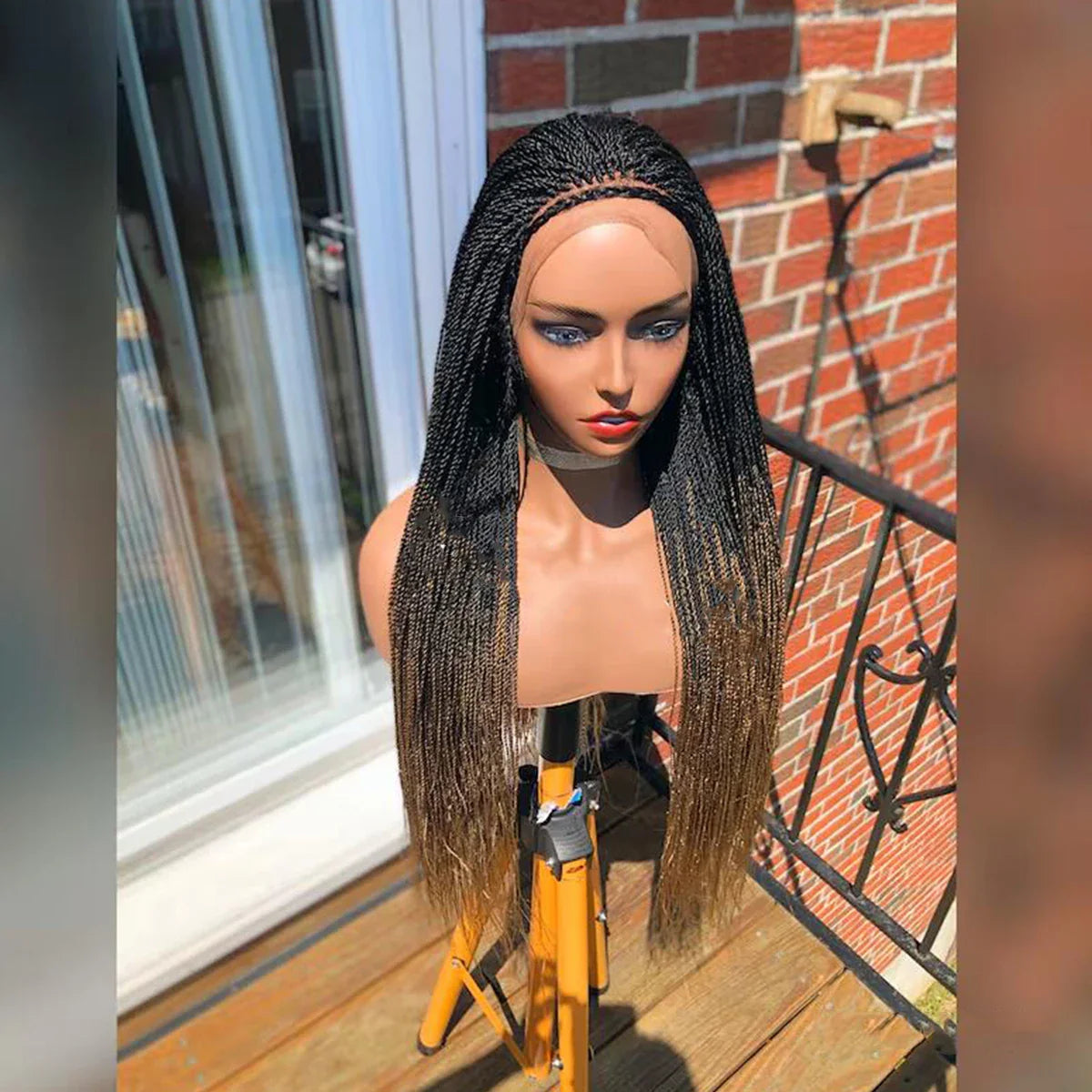 Ombre Blonde Knotless Box Braided Wig | Full Lace Braids Wig | Senegalese Twist, Passion Twist, Faux Locs Styles Available | Kanekalon Hair