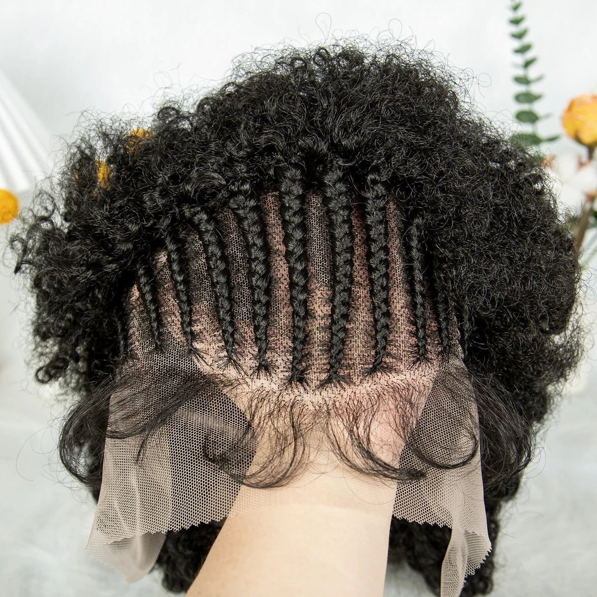 Bouncy Afro Cornrow Full Lace Braided Wig | Synthetic Braids | Black Women