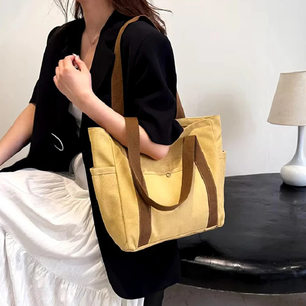 Tinker Bell Large Capacity Canvas Tote Bag | Work Commuting & College Style Student Shoulder Bag (Book Bag, Shopping Bag, Zipper Closure)
