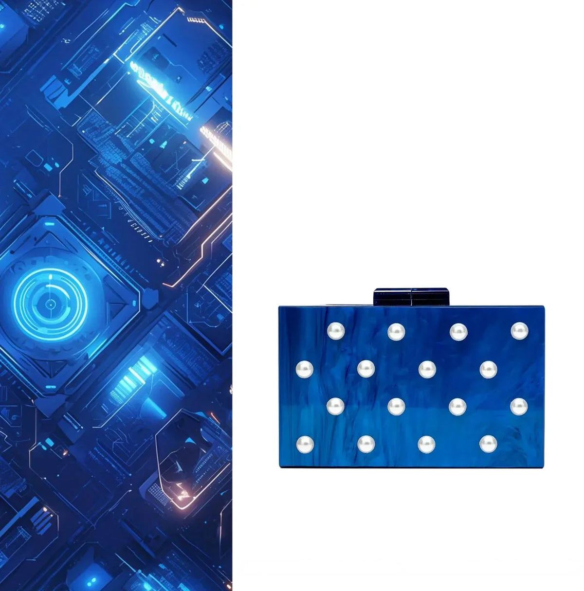 New Hot Sale Acrylic Shell-Shaped Clutch Bag | Women's Designer Evening Party Purse & Cute Birthday Gift (Blue Shoulder Bag)