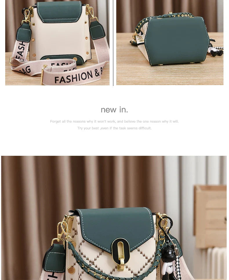 Mini Studded Decor Crossbody Bag | Argyle Embroidery Mobile Phone Purse & Trendy Chain Handbag for Women