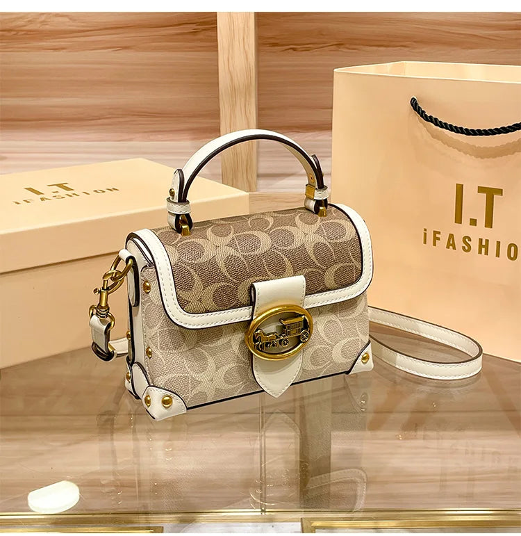 New Minimalist & Fashionable Small Handbag | Contrasting Color Women's Crossbody Bag (High-End Carriage Style, Portable Box Bag)