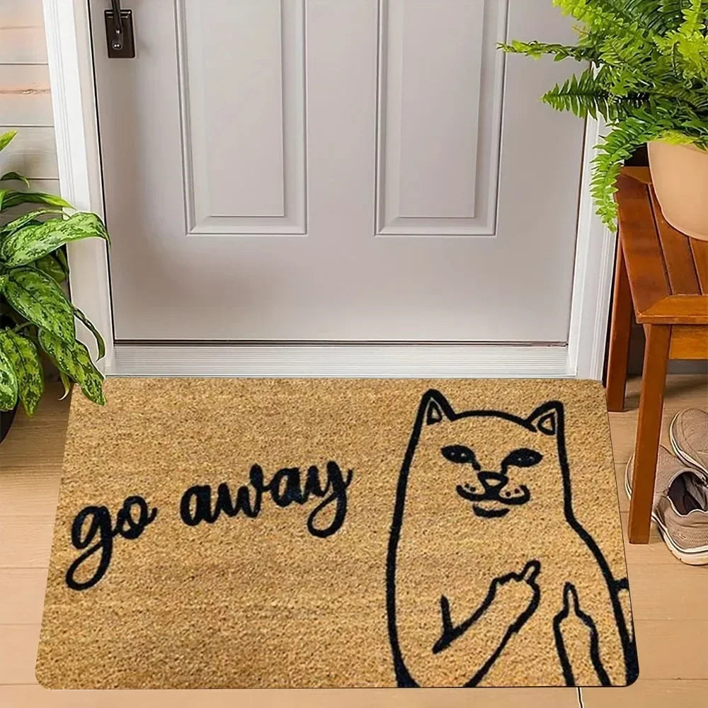 Go Away Doormat Weird Cat Rug Non-Slip All-Weather Carpet  Humorous Welcome Mat for Indoor Outdoor Entryway Home Decor  Carpet