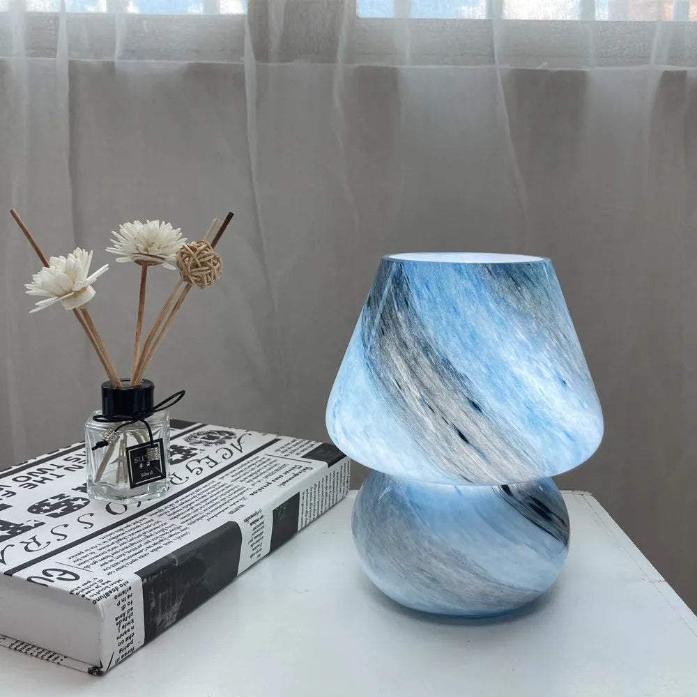 Ins Medieval Style Handmade Glass Mushroom Table Lamp Planet Bedroom Creative Bedside Earth Moon Mars Night Lamp Drop Shipping