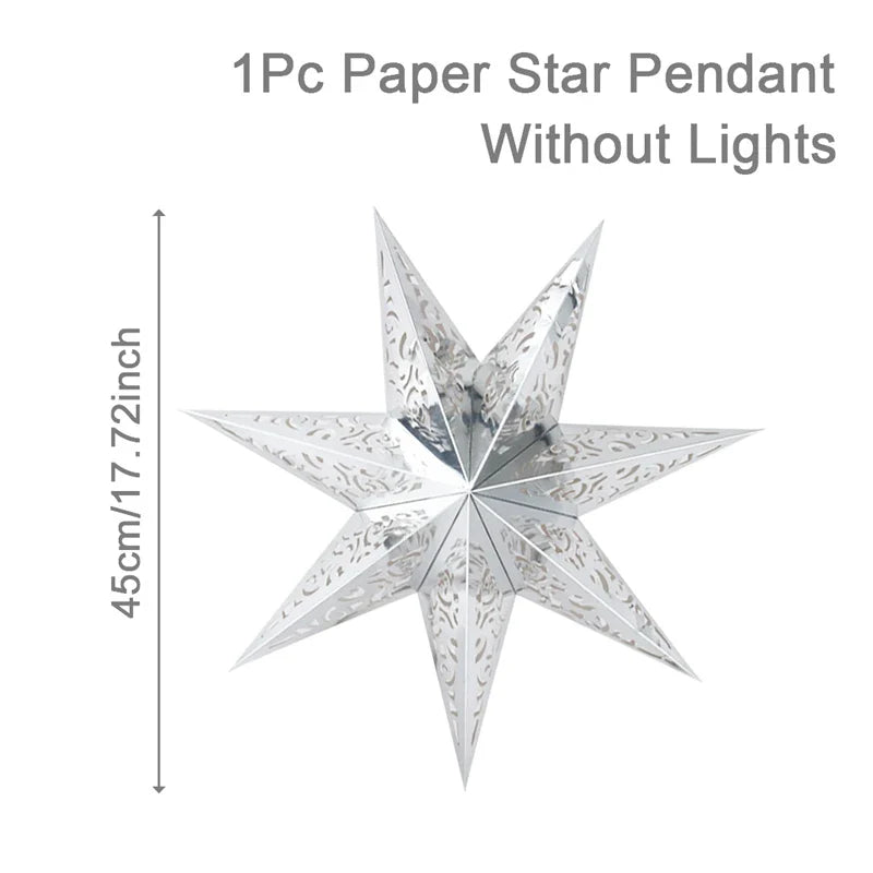 30-75cm Hollow Star Hanging Pendant Eid Mubarak Christmas Ramadan Decoration 2024 Islamic Muslim Party Decor Ramadan Kareem Gift