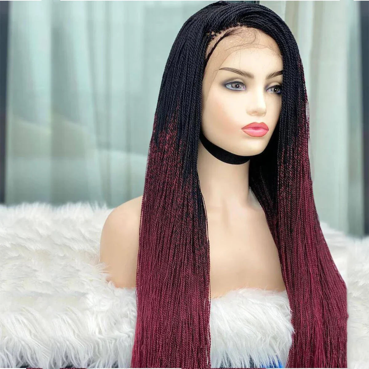 Million Twist Braided Lace Front Wig | Micro Braids Wig | Kanekalon High Heat Fiber | Black Women