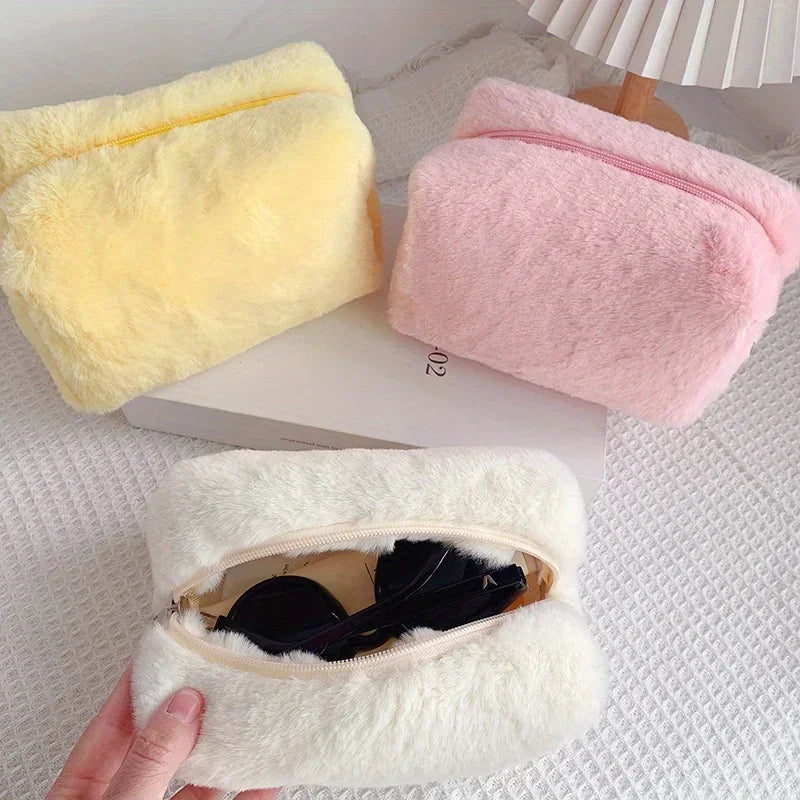 Comfortable Winter Plush Cosmetics Storage Bag - Portable Cosmetics Storage Bag Tote Bag, Stationery Pencil Case