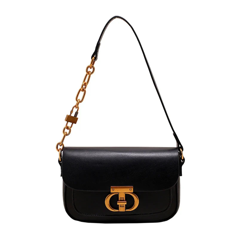 Retro Small PU Leather Bag Women's | Original Fashion Lock Crossbody Shoulder Sac & Senior Handbag Underarm Bag (Designer)