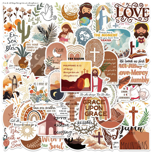 10/30/50pcs Cartoon Jesus Christian Stickers Bible Verse Faith Decals Laptop Phone Travel Luggage Car Stationery Sticker Toys