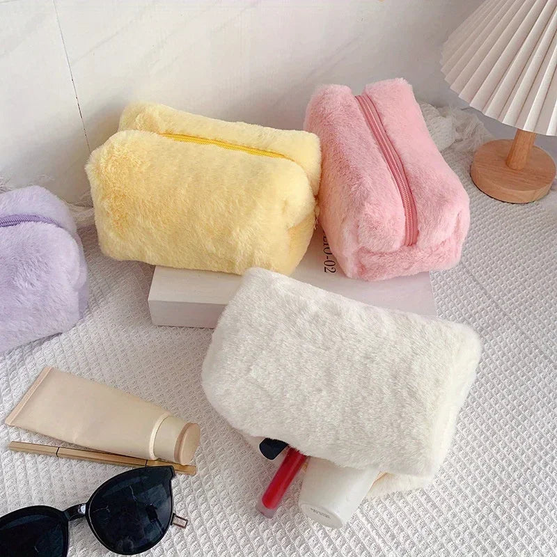 Comfortable Winter Plush Cosmetics Storage Bag - Portable Cosmetics Storage Bag Tote Bag, Stationery Pencil Case