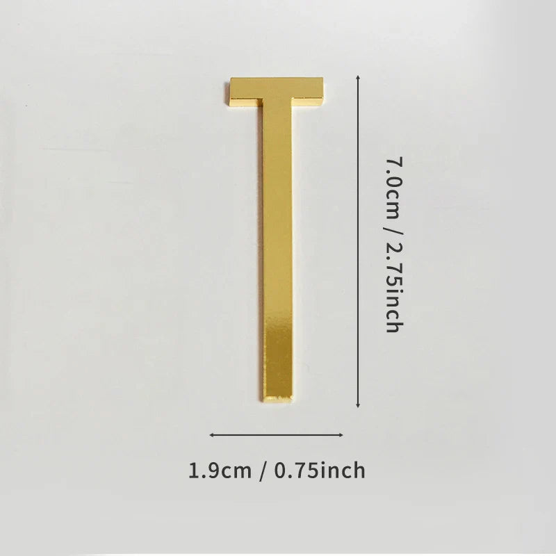 Golden Self Adhesive House Number Metal English Alphabet Letters for Apartment Room Door Plate Table Mailbox Number Stickers 7cm