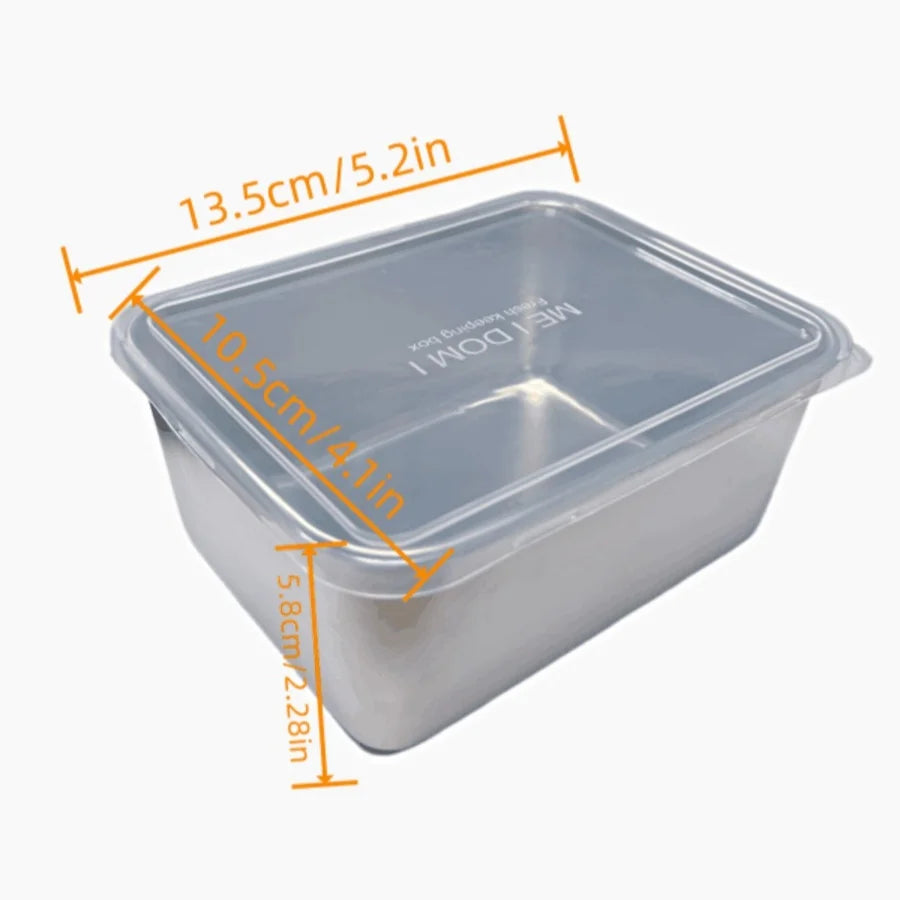 Thickened Square Plate Stainless Steel Rectangular Food Storage Pan With Lid Commercial Dish Tray Freshing Lunch Box Container