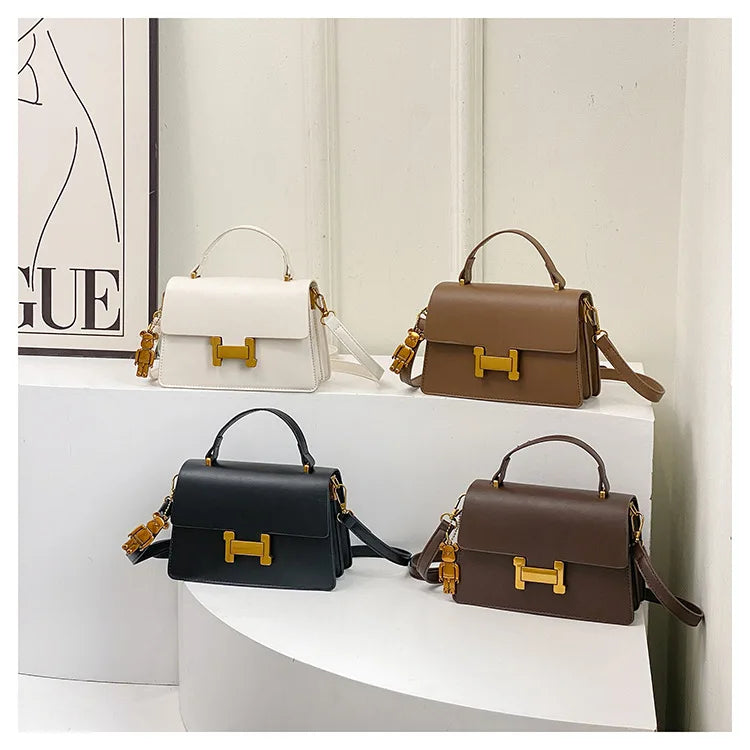 New Fashion Korean Style Small Square Bag | Textured Versatile Shoulder Crossbody Handbag for Women (Solid Color)