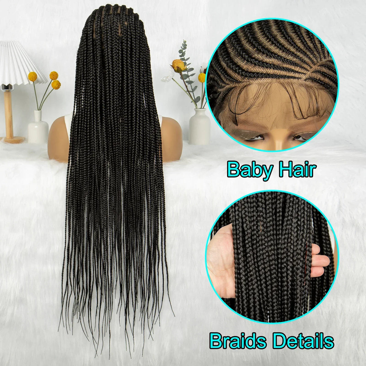 Cornrow Braids Wig | Transparent Full Lace Front | Bohemian Goddess Twists