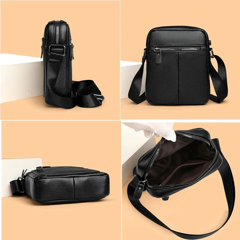 High Quality Genuine Leather Men's Shoulder Bag | Cow Leather Casual Daily Use Crossbody Purse & Handbag (Soft, Solid Color)