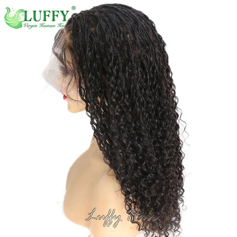 HD Full Lace Knotless Boho Box Braids Wig | Curly Ends | 300% Density | Human Hair | Pre-Plucked