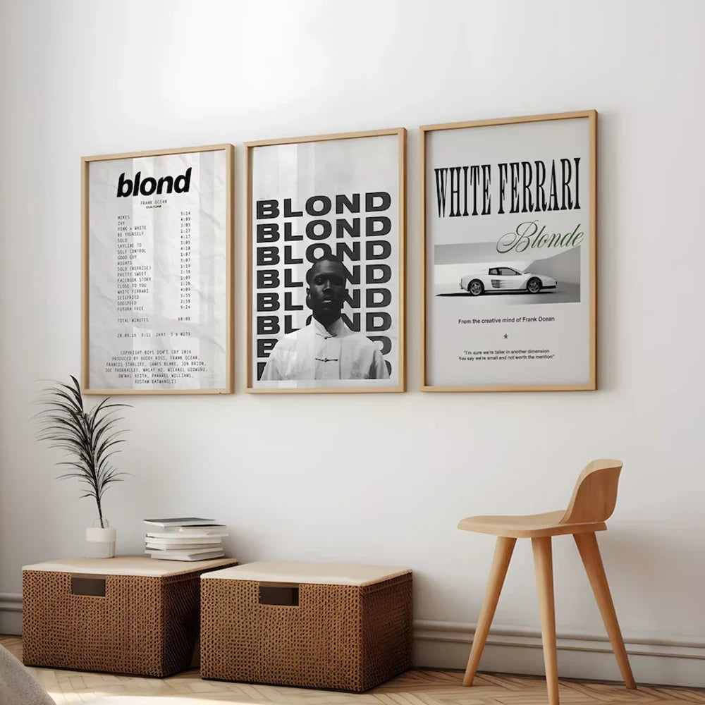Modern Frank Ocean Blond White Ferrari Cars Rap Hypebeast Album Wall Art Canvas Painting Posters For Living Room Home Decor