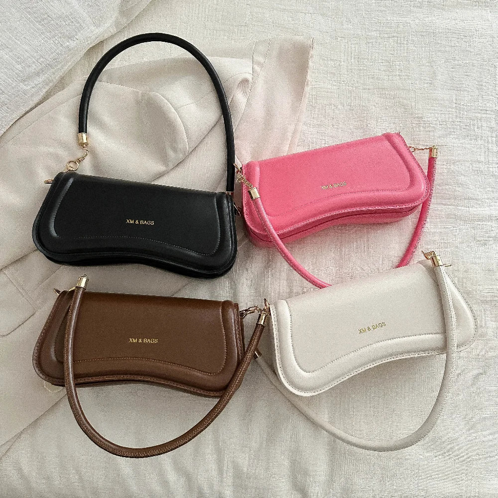 Ladies Shoulder & Crossbody Bags | PU Leather Women's Underarm Bags & Solid Color Small Top-Handle Purse (Female Daily Handbags)