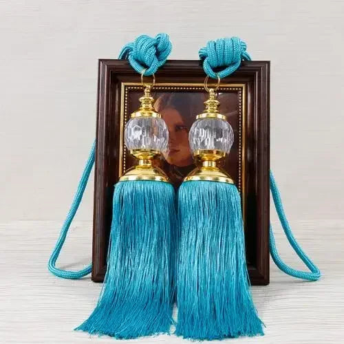 1Pair Tassel Curtain Tieback Crystal Bead Hanging Ball Tie Room Accessories Holder Buckle Rope Bandage Holdback Window Shade