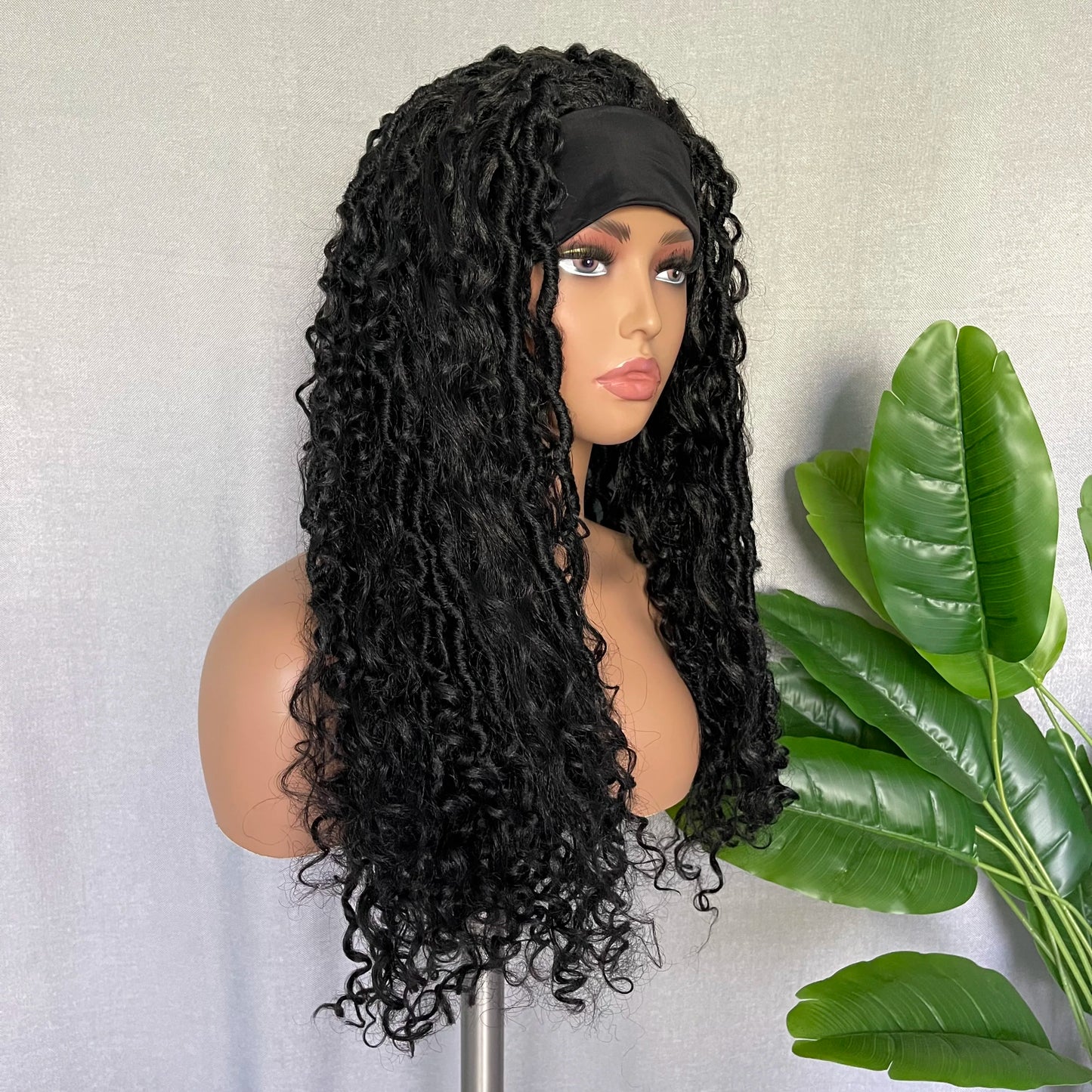 Goddess Faux Locs Headband Wig | 24" Afro Kinky Curly Passion Twist | Synthetic Braided Wig | Black Women
