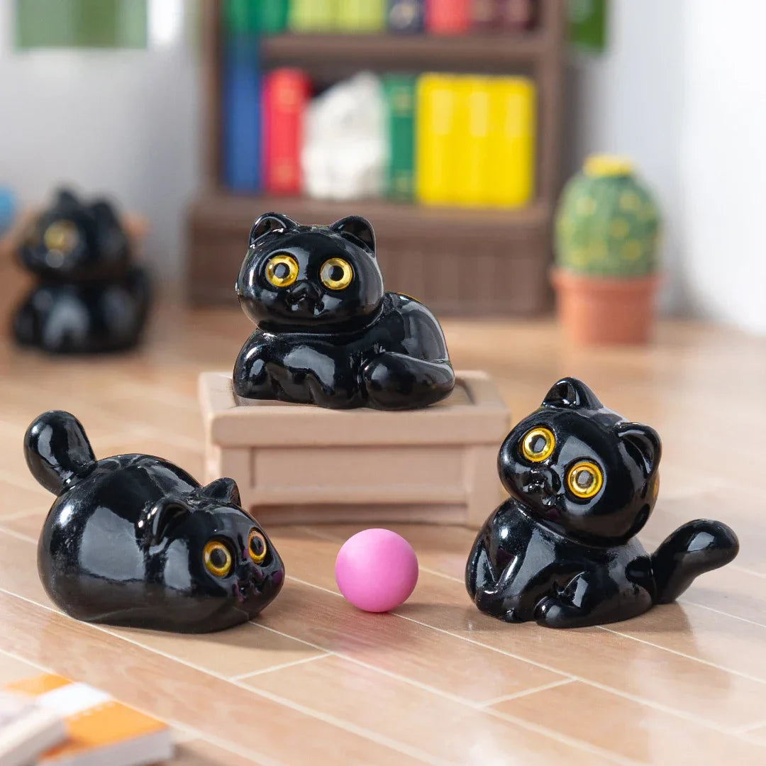 5-15Pcs Black Cat Ornament Mini Figurines Miniature Resin Cute Kitten Micro Landscape Crafts Small Ornaments Desktop Decoration