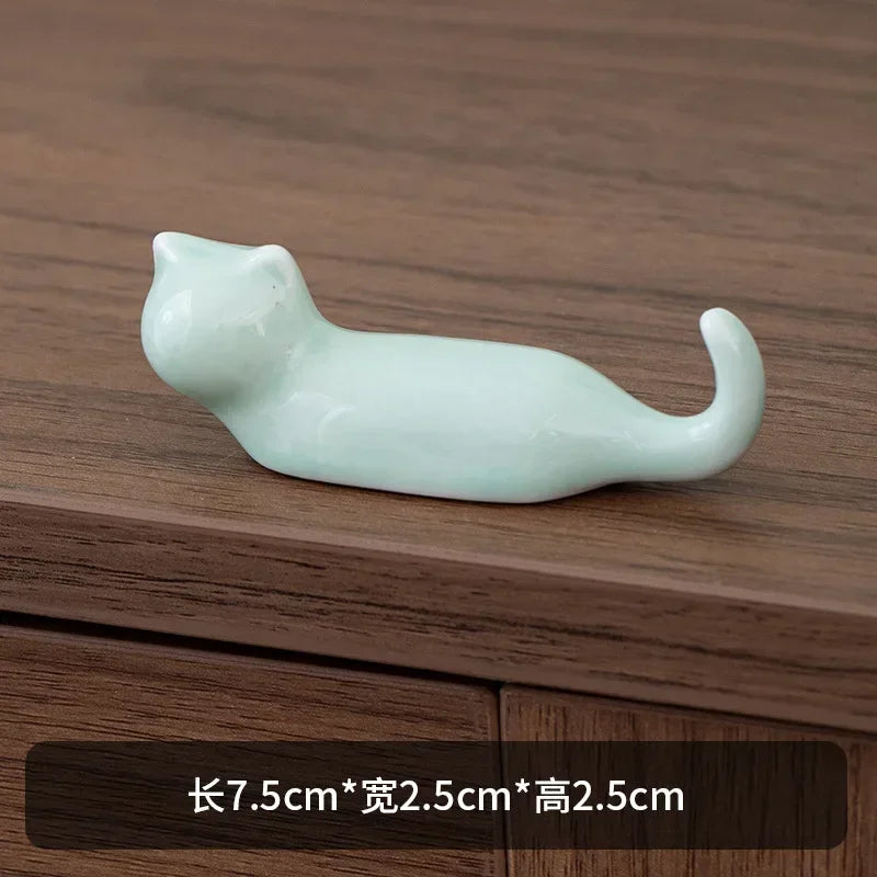 Japanese Style Underglaze Ceramic Cute Cat Chopstick Holder Chopstick Pillow Chopstick Rest Tableware Spoon Bracket