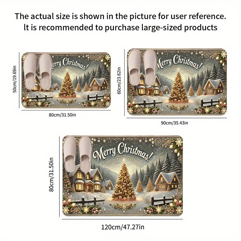 VIKAMA Christmas carpet soft doormat Christmas tree romantic floor mat living room carpet Rug For Bedroom Welcome Mat Outdoor