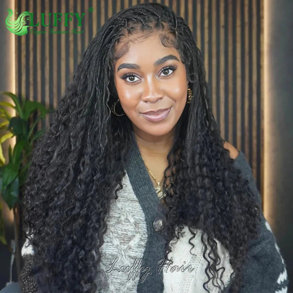 HD Full Lace Knotless Boho Box Braids Wig | Curly Ends | 300% Density | Human Hair | Pre-Plucked