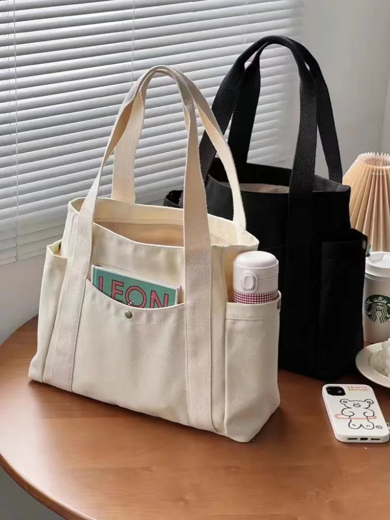 Canvas Bag Female Ins Forest Style | Versatile Shoulder Bag & Large Capacity Book Storage (Student Class Commuter Bag, Portable Cloth Tote)