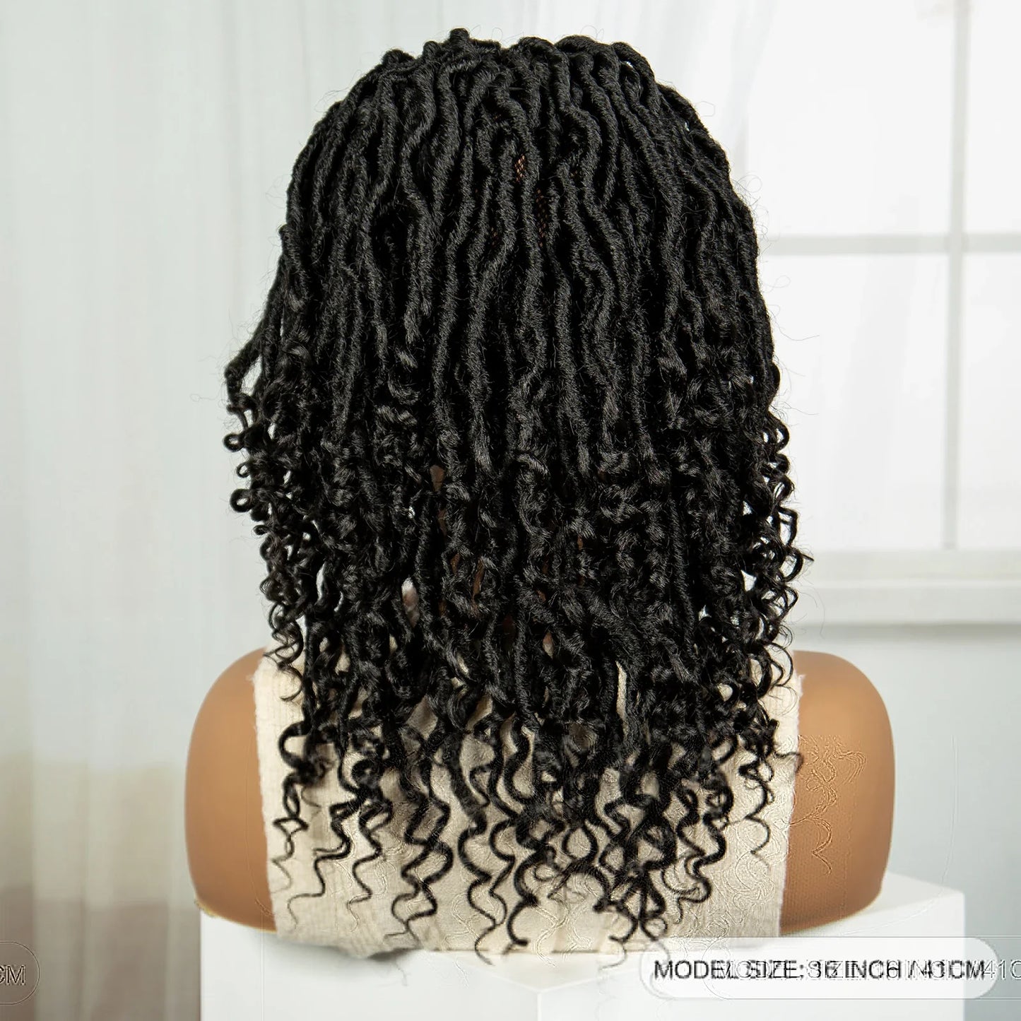 Curly Ends Dreadlock Braided Wig | Synthetic Lace Front Goddess Locs Braid Wig with Baby Hair | Faux Locs Wig for Black Women
