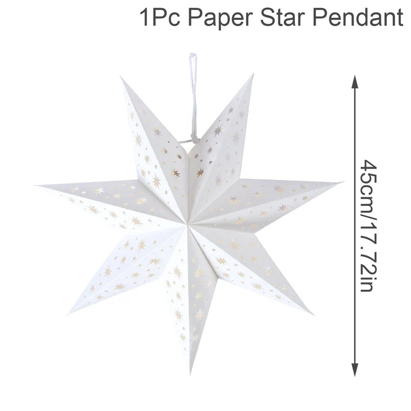 30-75cm Hollow Star Hanging Pendant Eid Mubarak Christmas Ramadan Decoration 2024 Islamic Muslim Party Decor Ramadan Kareem Gift