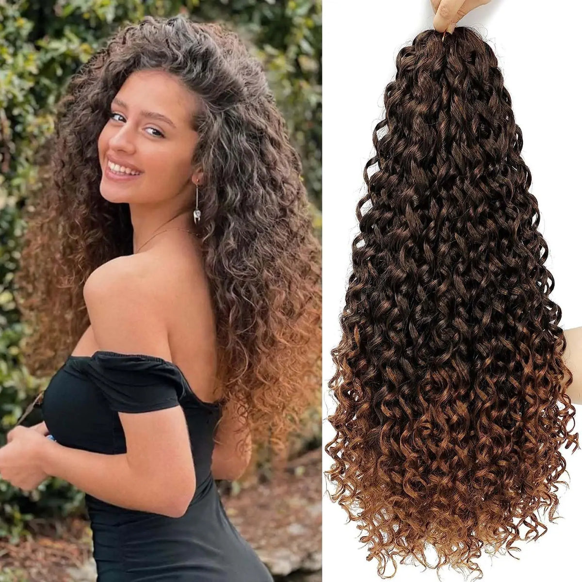 Short Beach Curl Crochet Hair | Bohemian Curly Braids | Deep Wave Synthetic Hair | 18 Strands/Pack