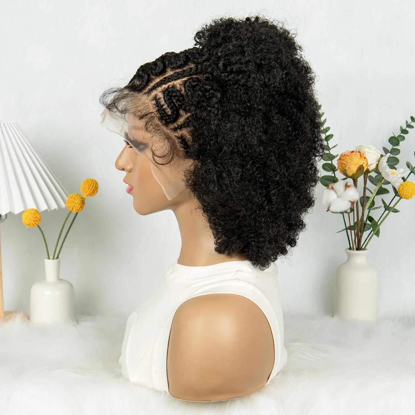 Bouncy Afro Cornrow Full Lace Braided Wig | Synthetic Braids | Black Women