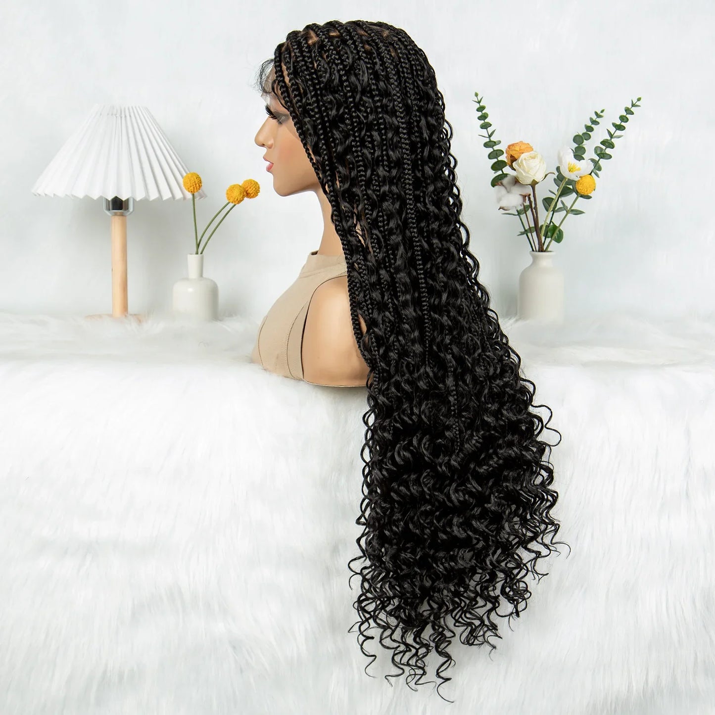 HD Transparent Boho Box Braids Wig | Full Lace | Knotless | Black Women & Girls