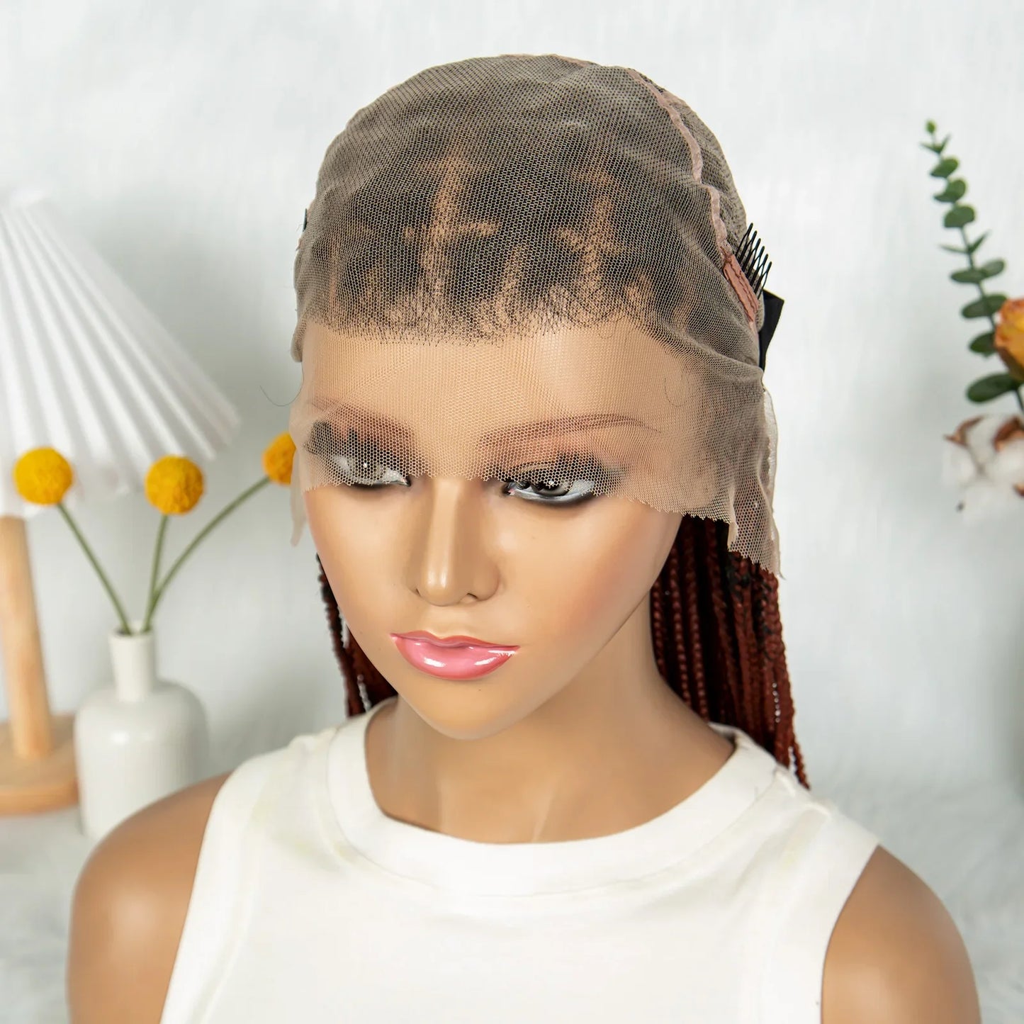 KIMA Box Braided Wig Synthetic Full Lace Braided Wig Cornrow Braids Wig With Baby Hair Transparent Lace Knotless Faux Locs Wig